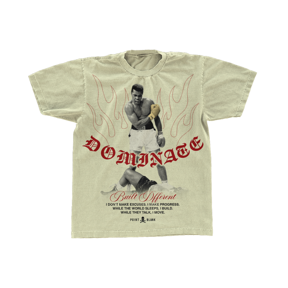 POINT BLANK DOMINATE MUHAMMAD ALI GRAPHIC T-SHIRT – SAND