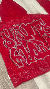 BKYS RHINESTONE GRAPHIC CROPPED HOODIE