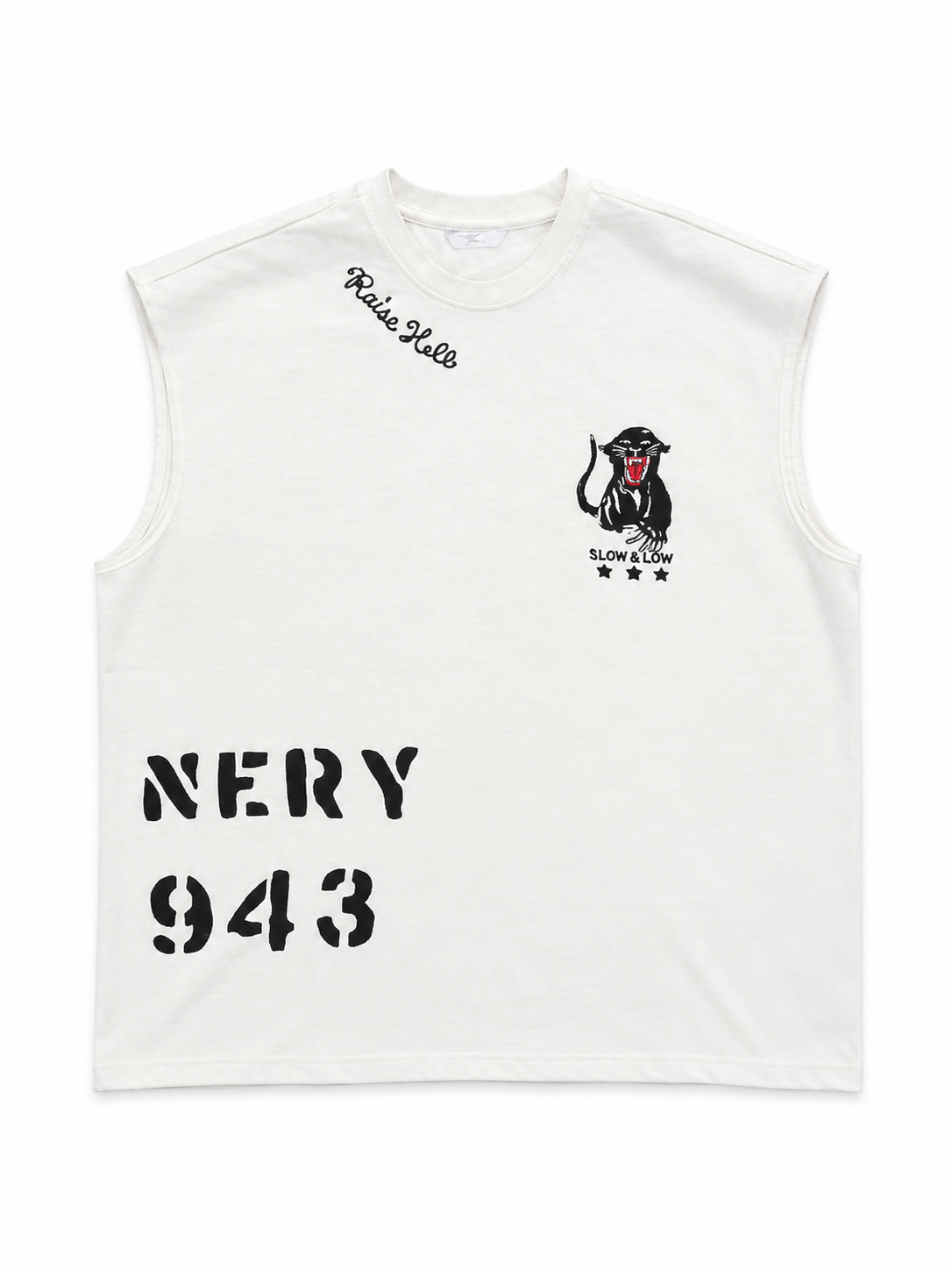 JORDAN CRAIG BEIGE GRAPHIC SLEEVELESS TEE