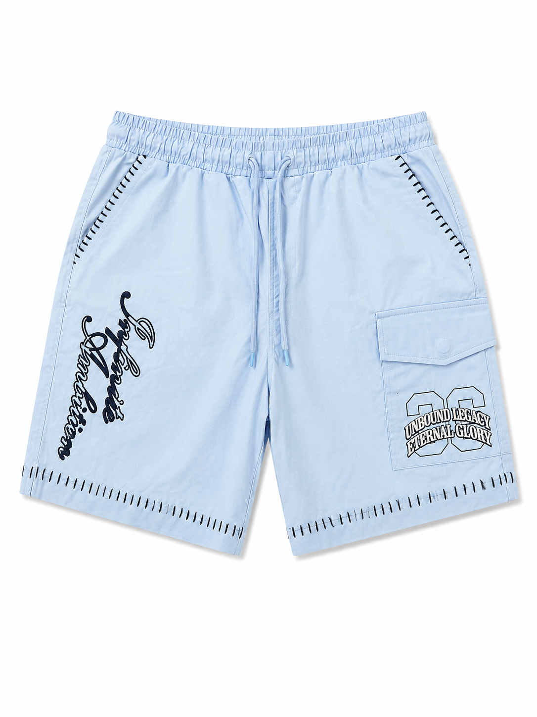 Light Blue Embroidered Shorts