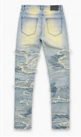 CONCEPT LIGHT WASH DISTRESSED SCRIBBLE JEANS