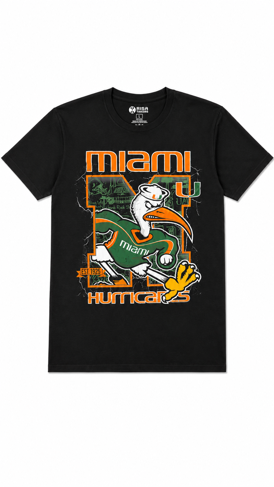RISA TAKERS – BLACK MIAMI HURRICANES GRAPHIC TEE