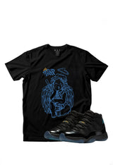 BLACK BLUE-OUT ANGEL GRAPHIC TEE