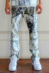 CREAM SCRIPT PRINT JOGGER PANTS