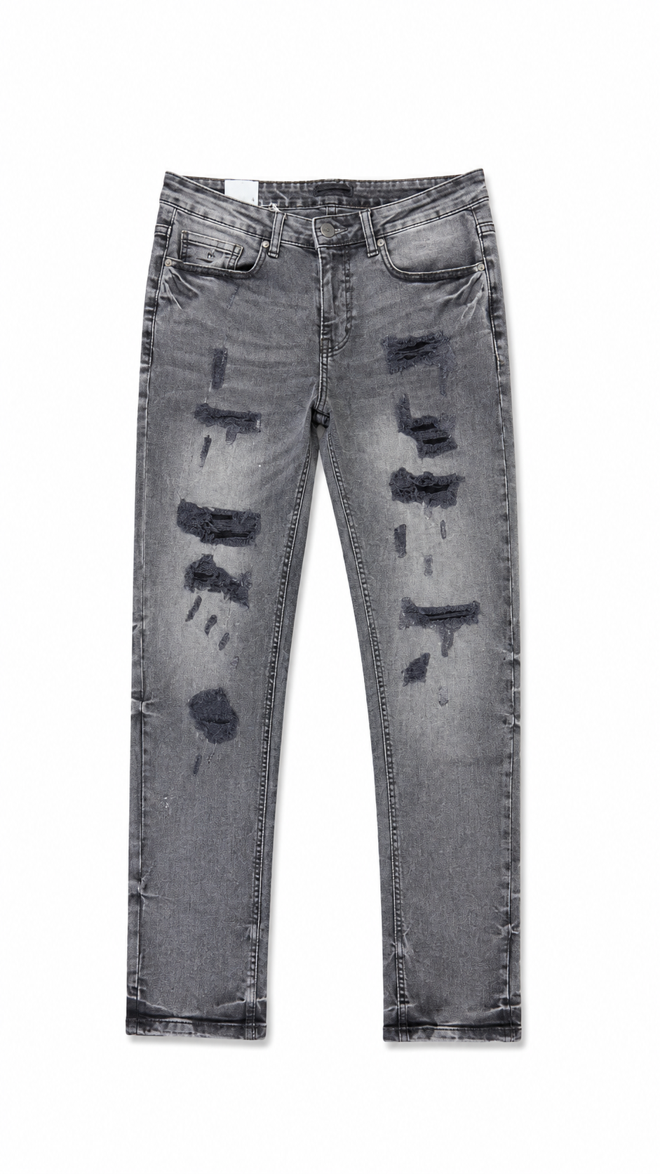 Reason Dark Grey Distressed Skinny Jeans