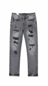 Reason Dark Grey Distressed Skinny Jeans