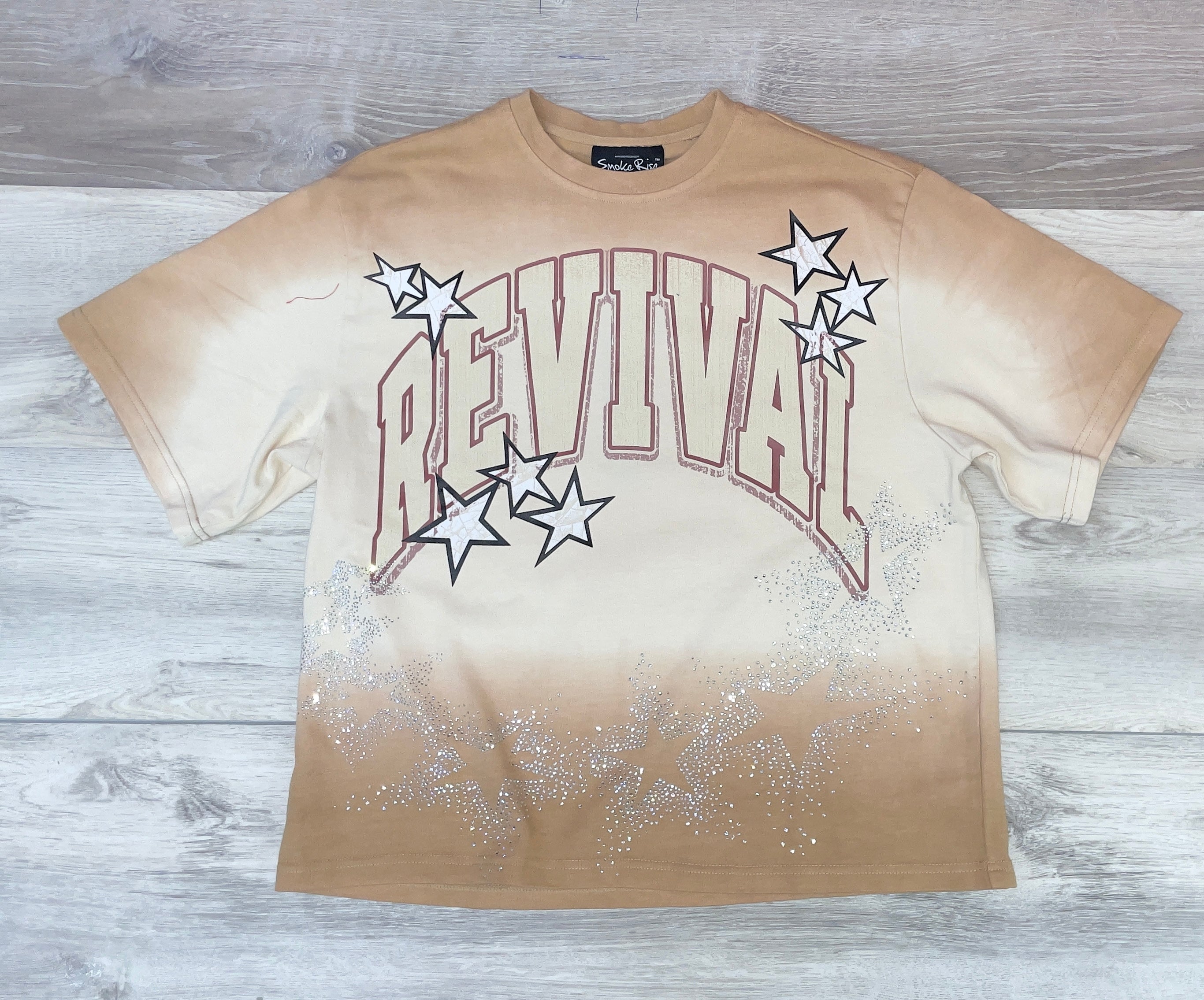 SMOKE RISE REVIVAL TIE-DYE TEE WITH RHINESTONE STARS
