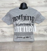 GRAY T-SHIRT WITH BLACK & WHITE PRINT