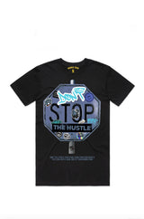 BLACK HUSTLE STREET SIGN GRAPHIC TEE