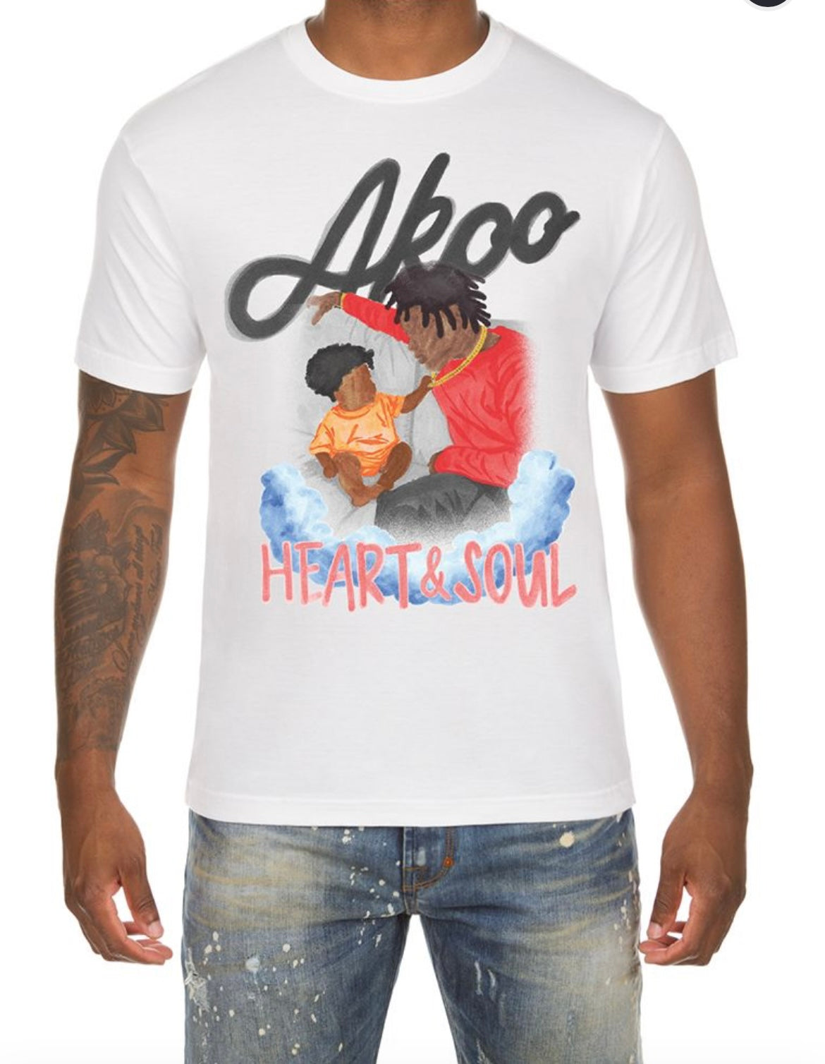 WHITE ILLUSTRATED FAMILY GRAPHIC T-SHIRT