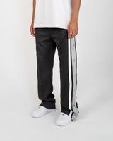 SNAP SIDE STRIPE TRACK PANTS – BLACK