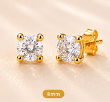 Gold Round Clear Stone Stud Earrings – Large