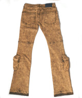 BROWN RHINESTONE DISTRESSED JEANS