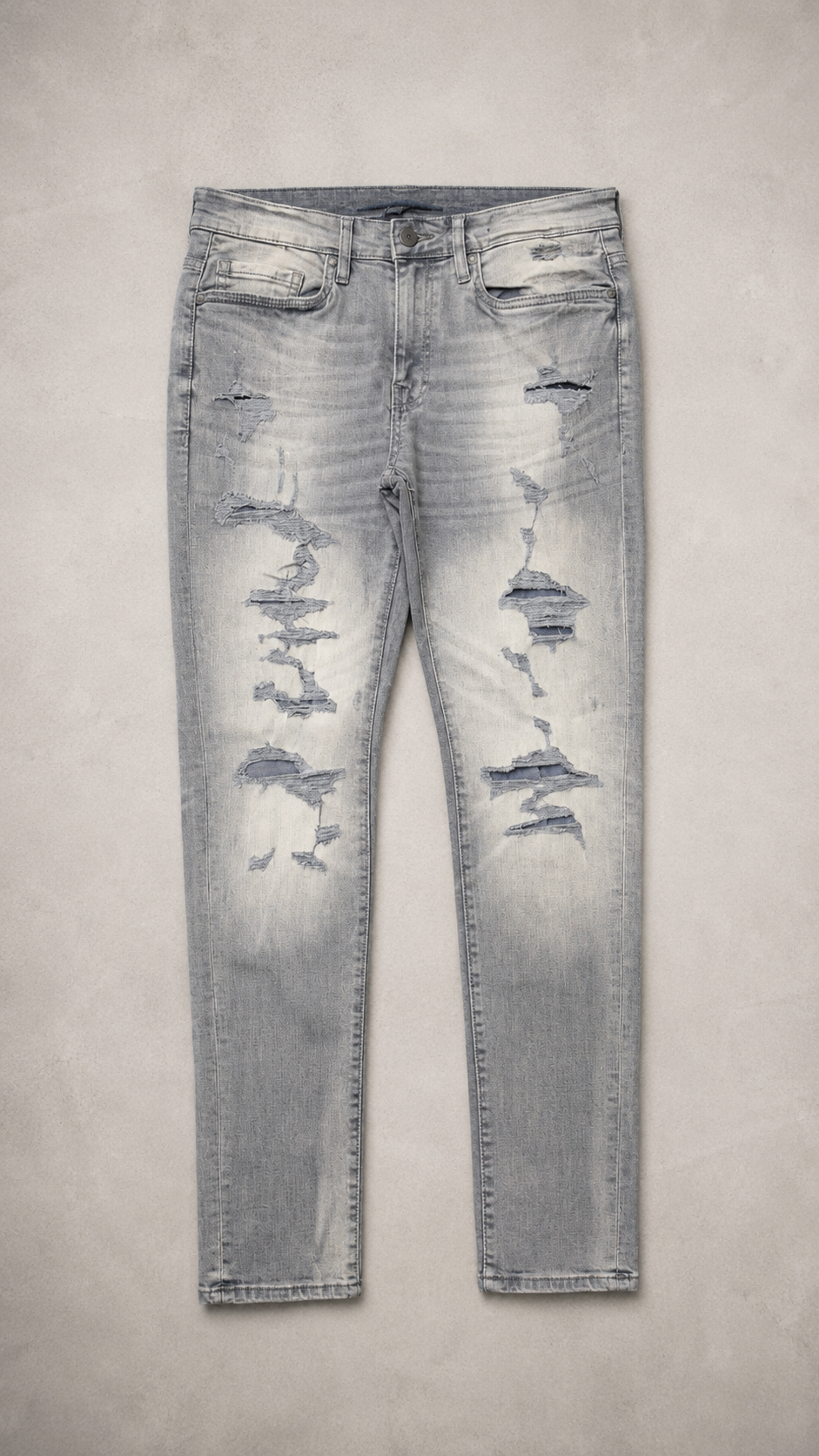 JORDAN CRAIG LIGHT GREY DISTRESSED JEANS