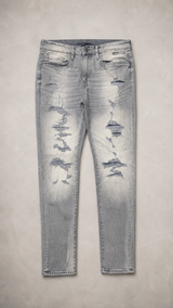 JORDAN CRAIG LIGHT GREY DISTRESSED JEANS