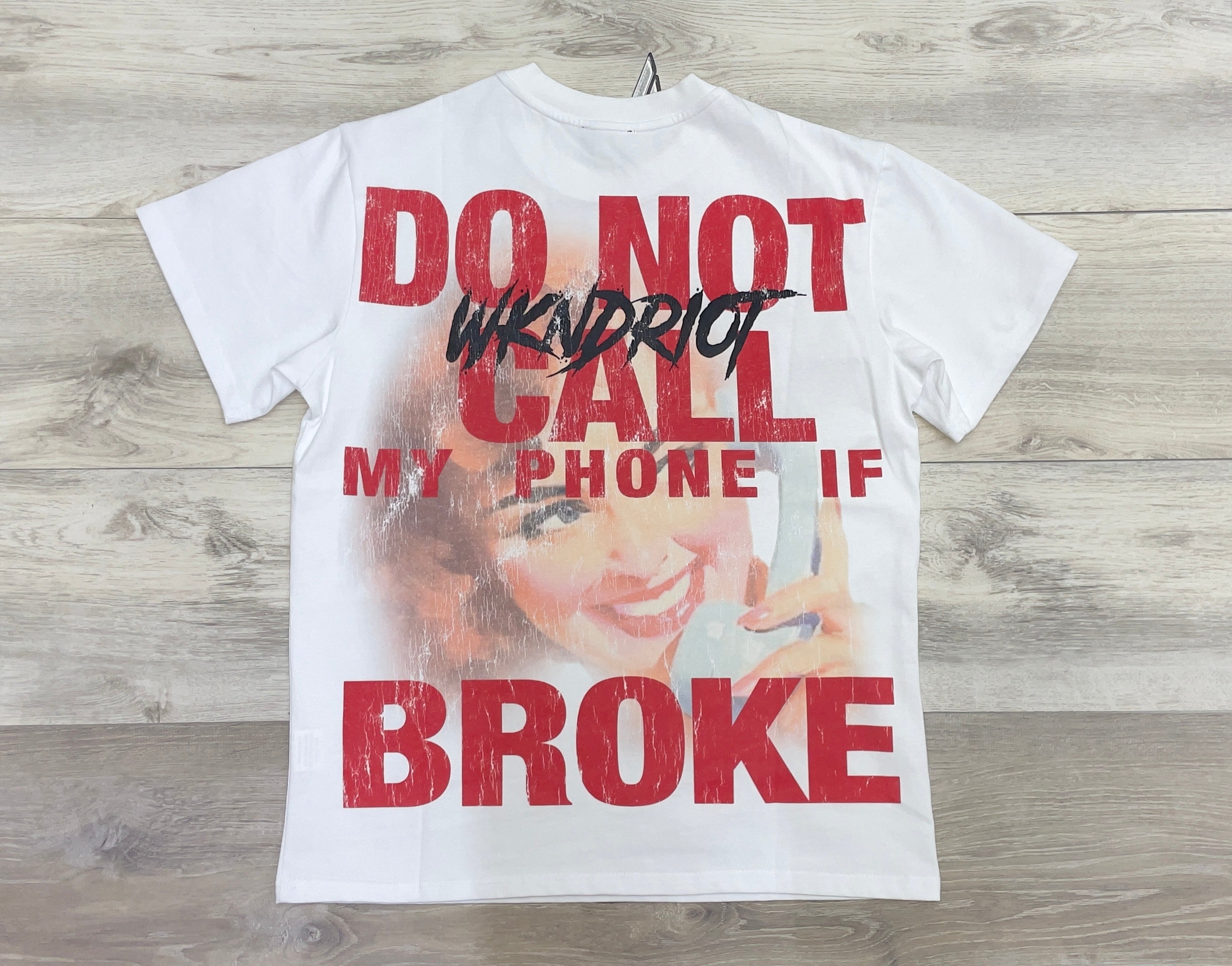 WKND RIOT “DO NOT CALL MY PHONE” Double-Sided Graphic Tee – White