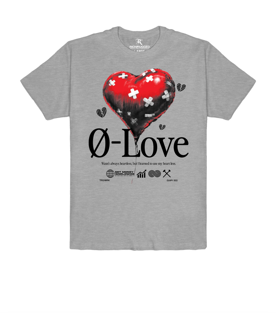 GREY HEART GRAPHIC PRINT T-SHIRT