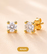 Gold Round Clear Stone Stud Earrings – Small