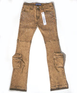 BROWN RHINESTONE DISTRESSED JEANS