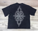 SMOKE RISE BLACK GOTHIC FLAME TRIBAL TEE