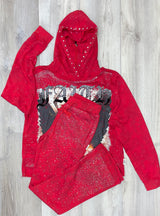 BKYS RHINESTONE GRAPHIC CROPPED HOODIE