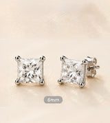 Silver Square Clear Stone Stud Earrings – Large