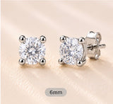 Silver Round Clear Stone Stud Earrings – Large