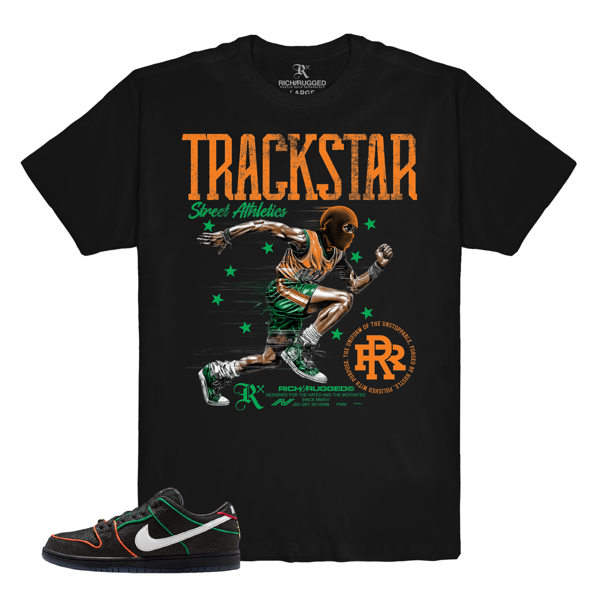 BLACK TRACK RUNNER GRAPHIC T-SHIRT