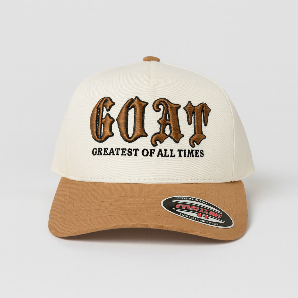 CREAM & TAN EMBROIDERY CAP