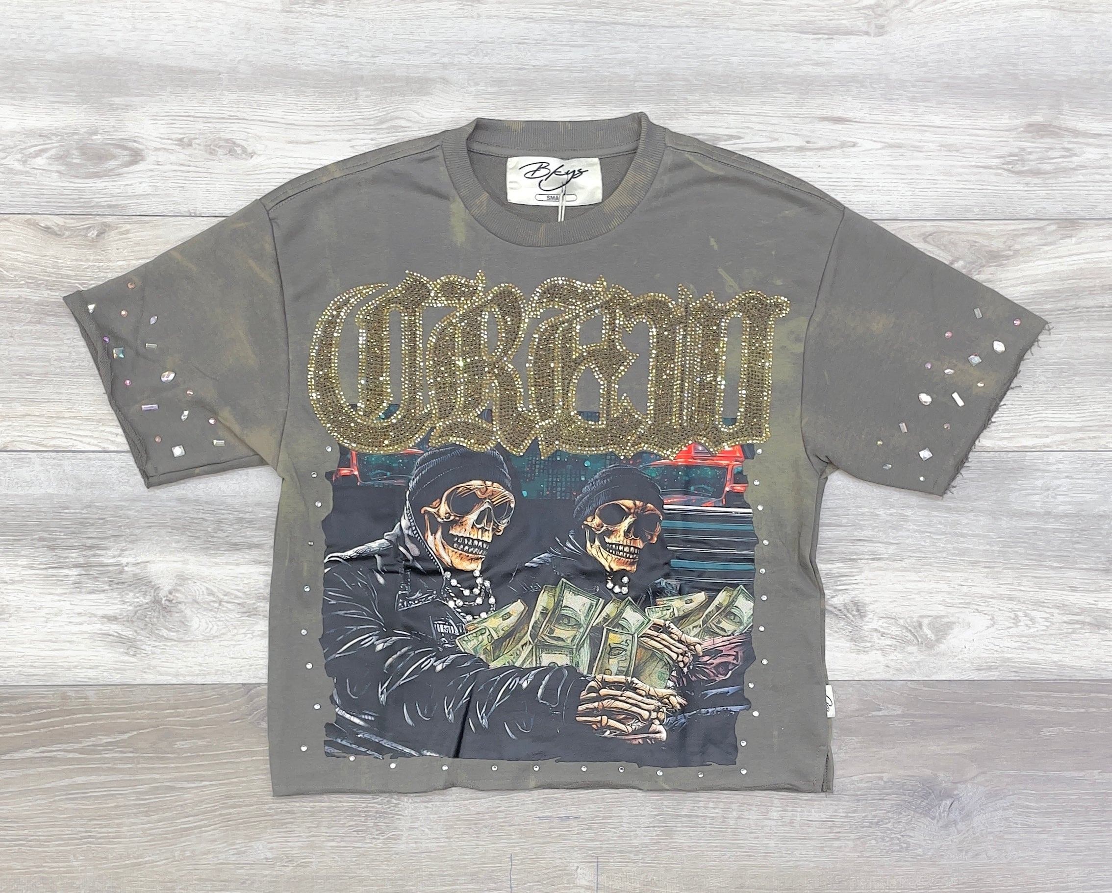 RHINESTONE SKULL GRAPHIC TEE – BKYS