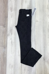 BLACK EMBELLISHED STACKED JEANS