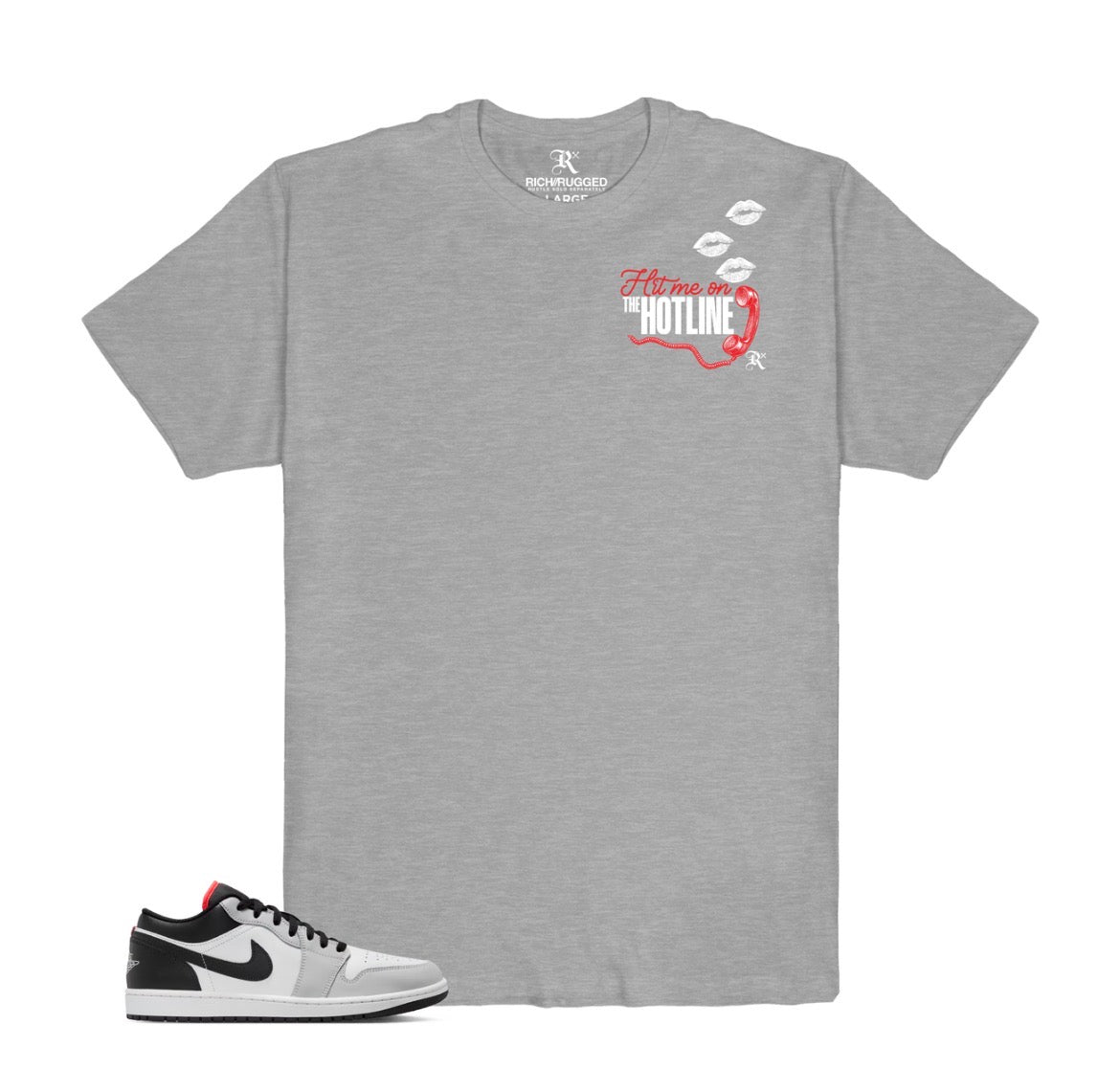 GREY RED PRINT T-SHIRT