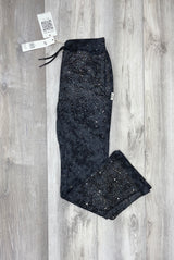 BKYS RHINESTONE VELOUR FLARE PANTS