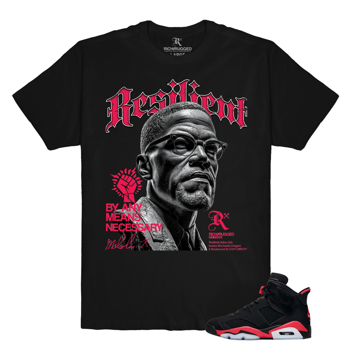 BLACK PORTRAIT GRAPHIC T-SHIRT