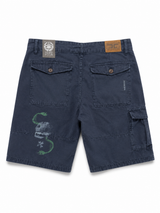 JORDAN CRAIG NAVY GRAPHIC DENIM SHORTS