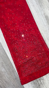 BKYS RHINESTONE VELOUR FLARE PANTS