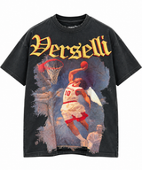 VERSELLI BLACK WASHED BASKETBALL GRAPHIC T-SHIRT