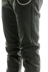 BLACK LUXE PANTS WITH BEADWORK AND CHAIN