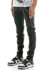 BLACK LUXE PANTS WITH BEADWORK AND CHAIN