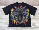 SMOKE RISE BLACK GOTHIC FLAME TRIBAL TEE