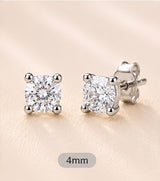 Silver Round Clear Stone Stud Earrings – Small