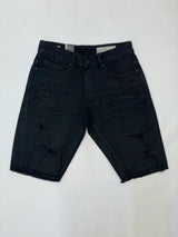 SMOKE RISE BLACK DISTRESSED DENIM SHORTS