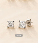 Silver Square Clear Stone Stud Earrings – Small