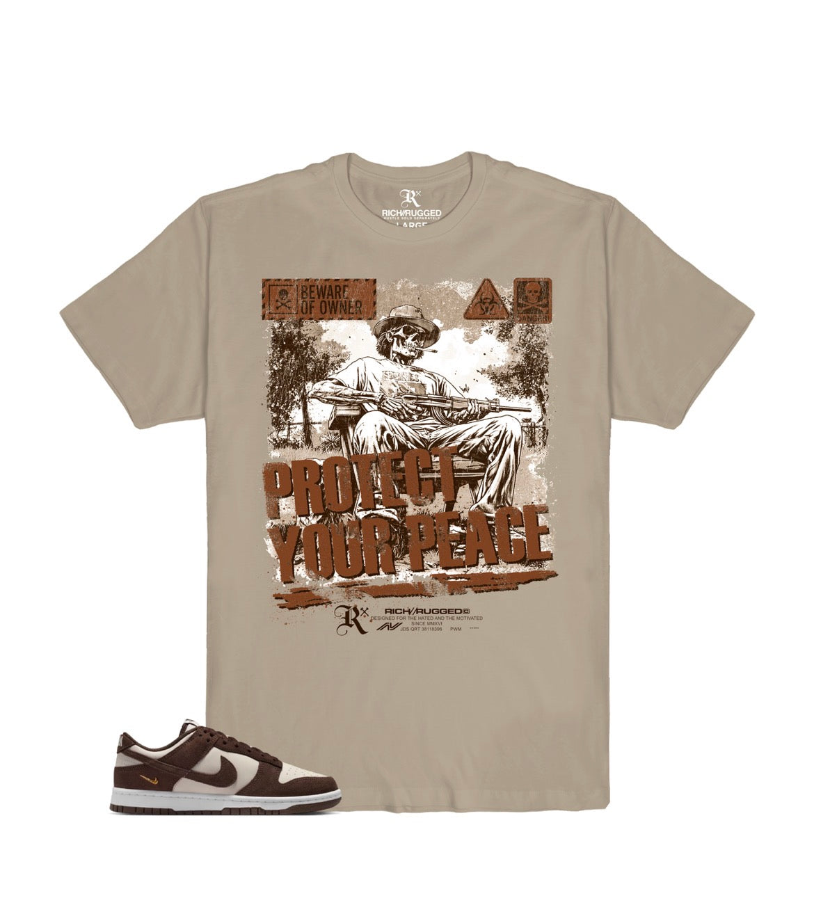 SAND BROWN PRINT T-SHIRT