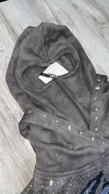 BKYS RHINESTONE GRAPHIC CROPPED HOODIE