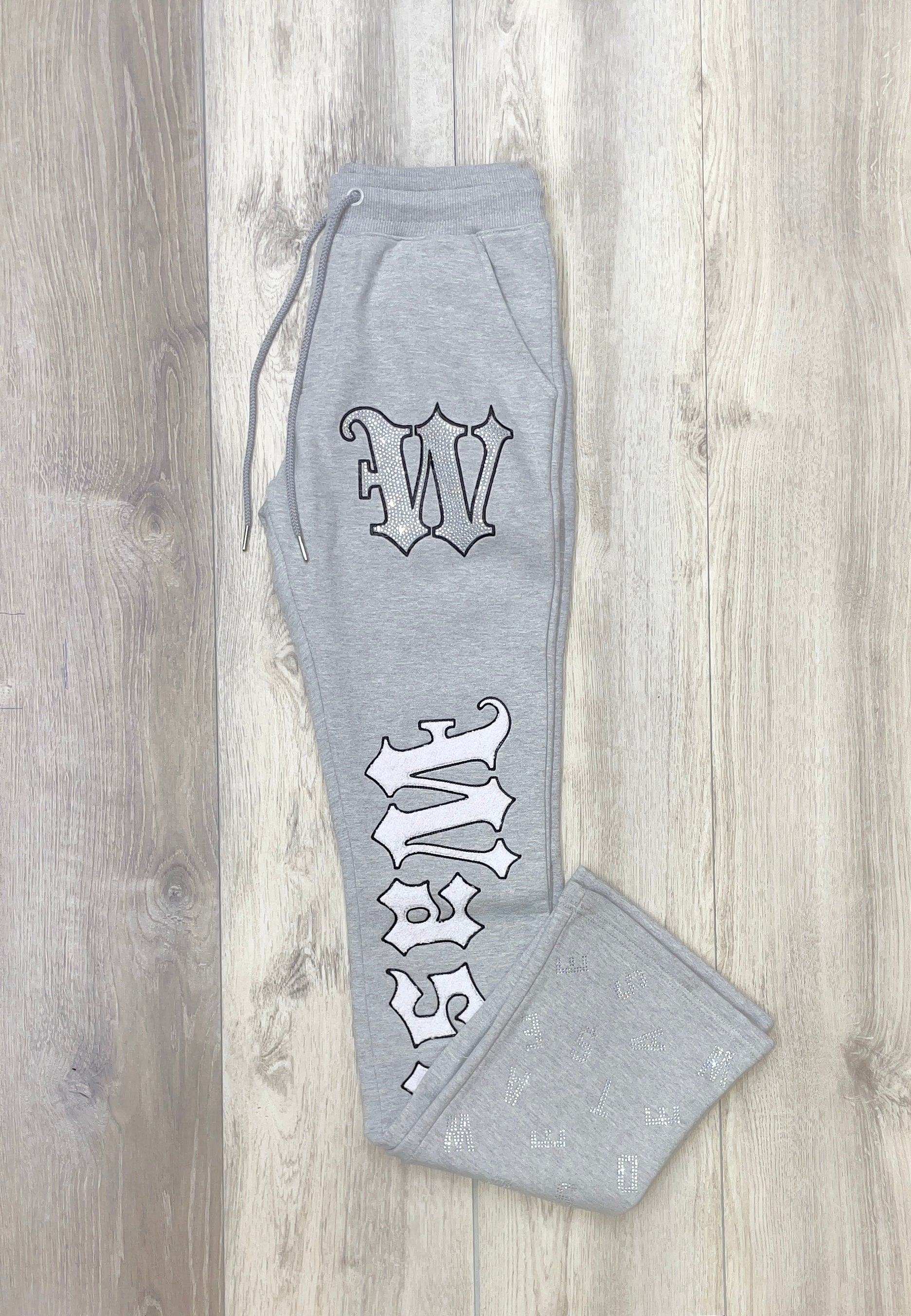 RHINESTONE FLARED SWEATPANTS