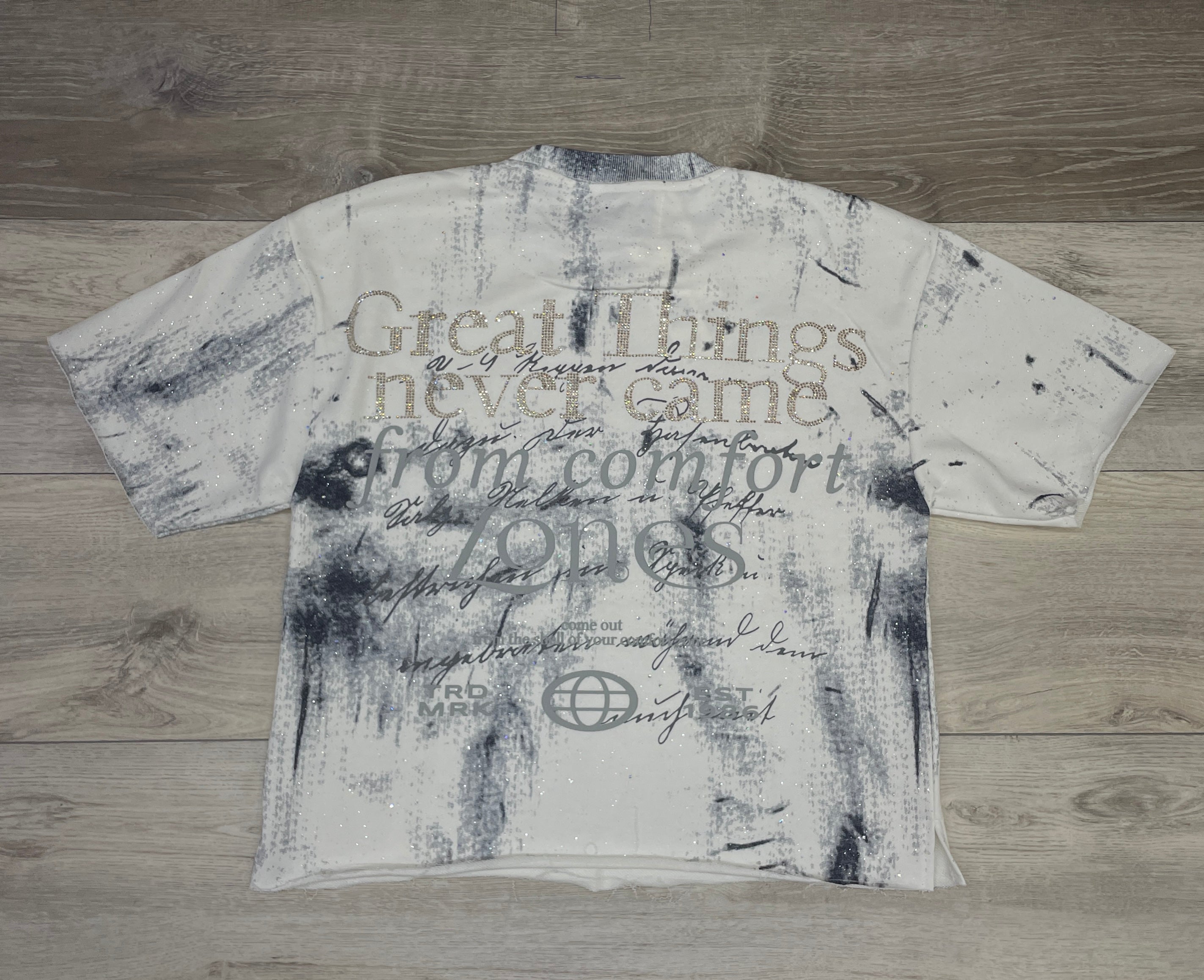 BKYS WHITE RHINESTONE GRAPHIC TEE