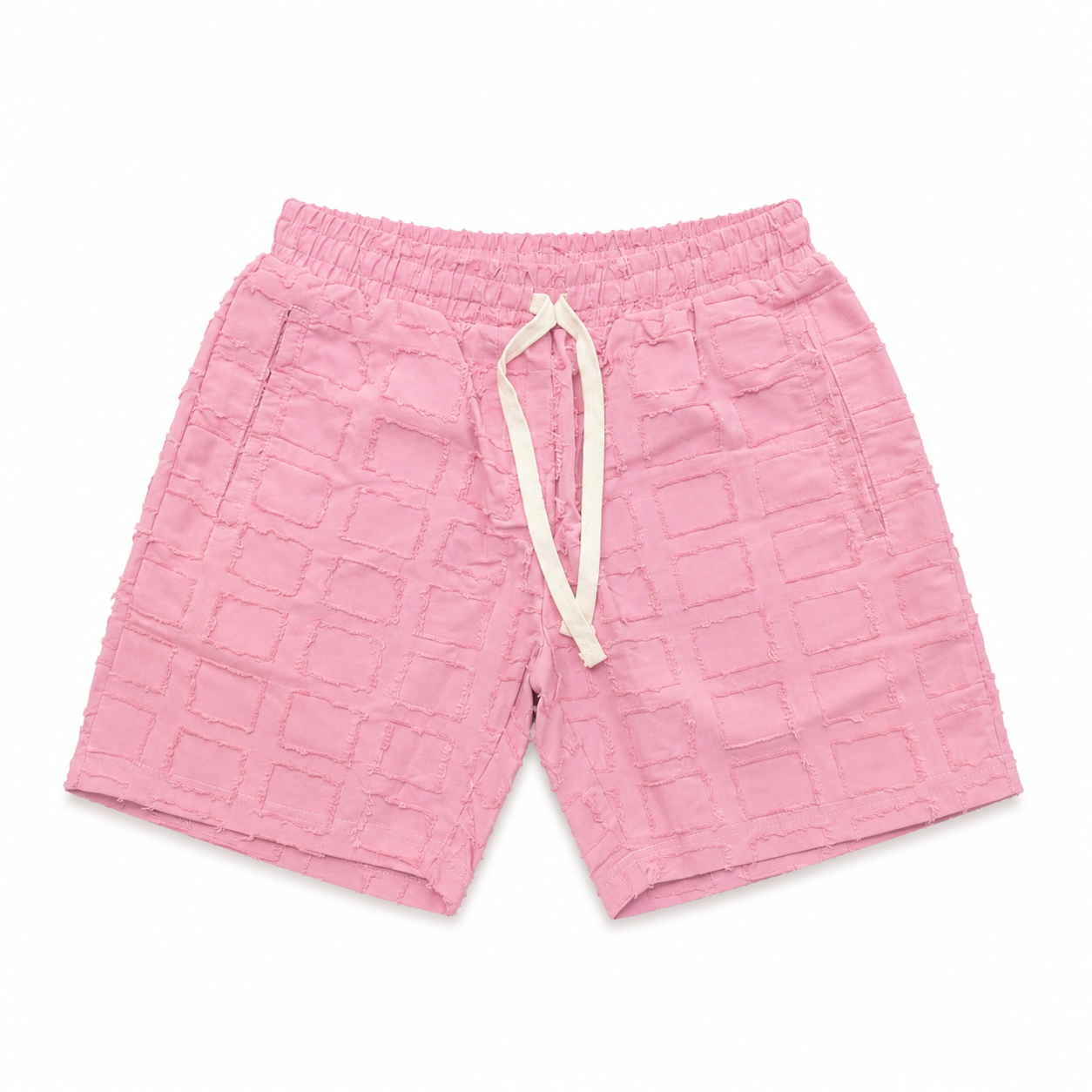 REASON PINK TEXTURED CHECKERED SHORTS