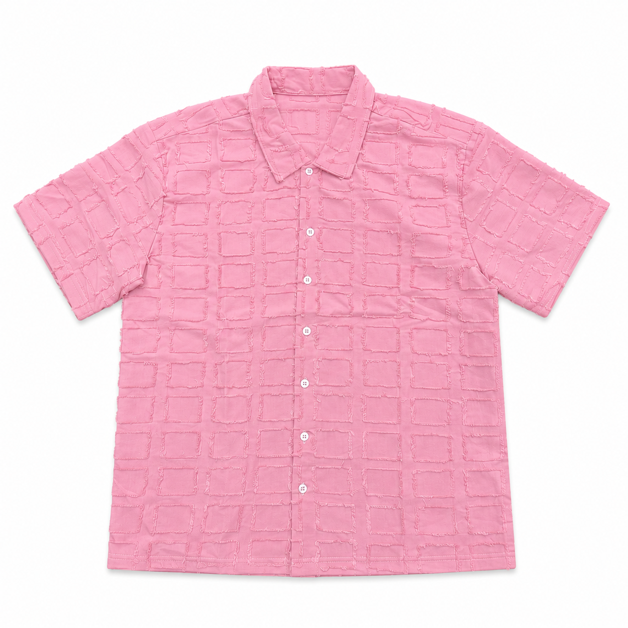 REASON PINK TEXTURED CHECKERED BUTTON-UP SHIRT