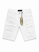 JORDAN CRAIG WHITE DISTRESSED DENIM SHORTS
